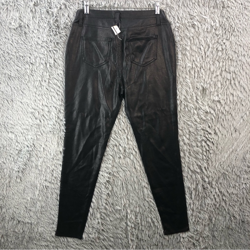 Faded Glory Pants Womens Medium Black Faux Leather Pull On Back Pockets NWT